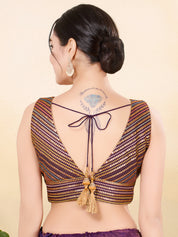 Multi Sequence Embroidery Zigzag Pattern Placement Blouse