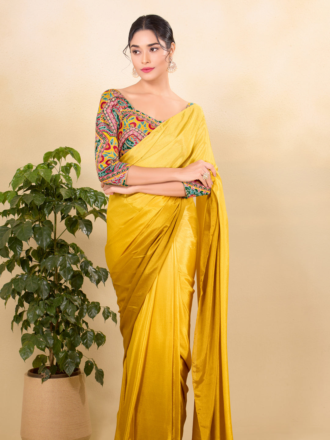 Georgette Embroidery Three Quarter Sleeves Blouse