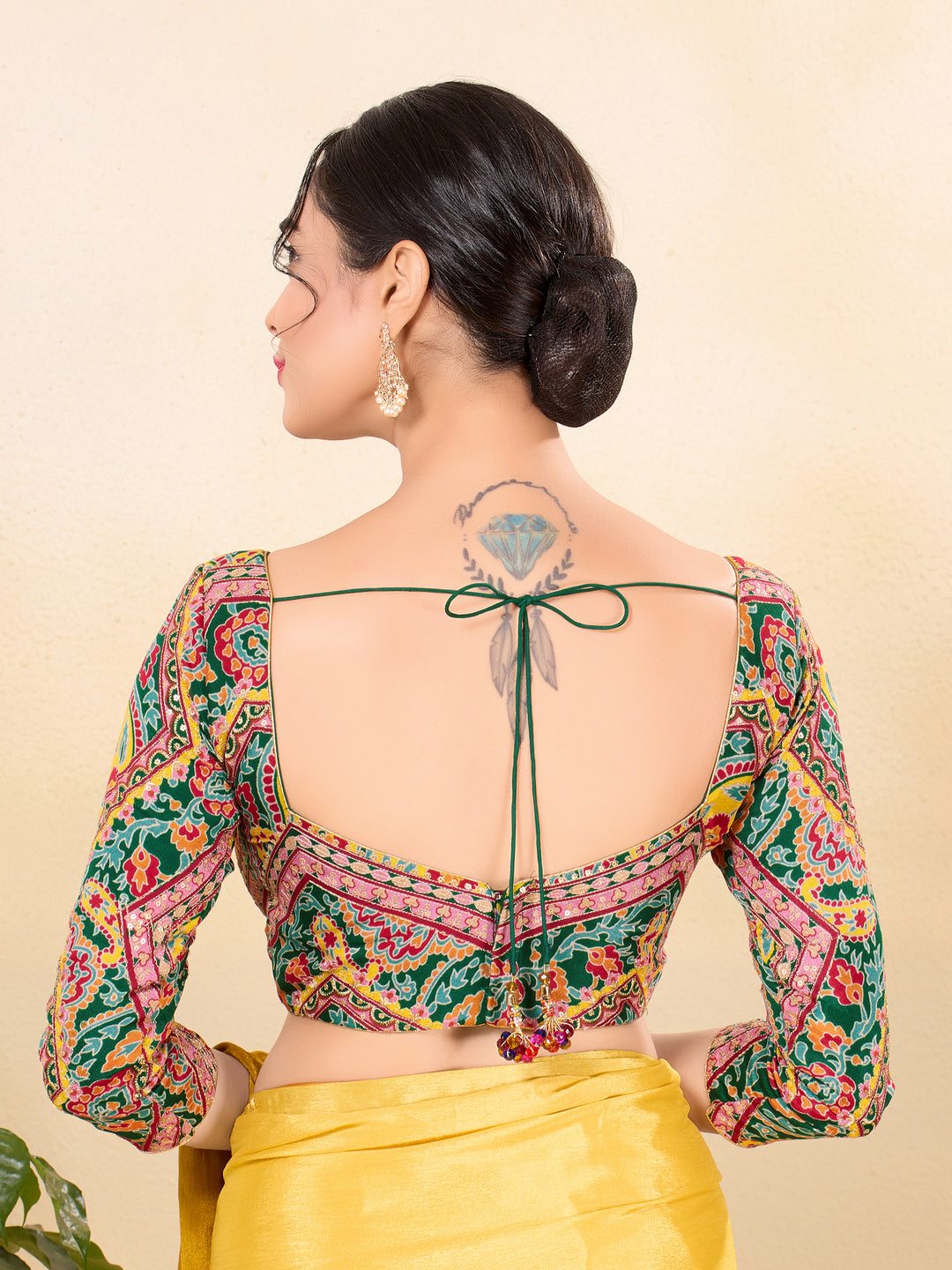 Georgette Embroidery Three Quarter Sleeves Blouse