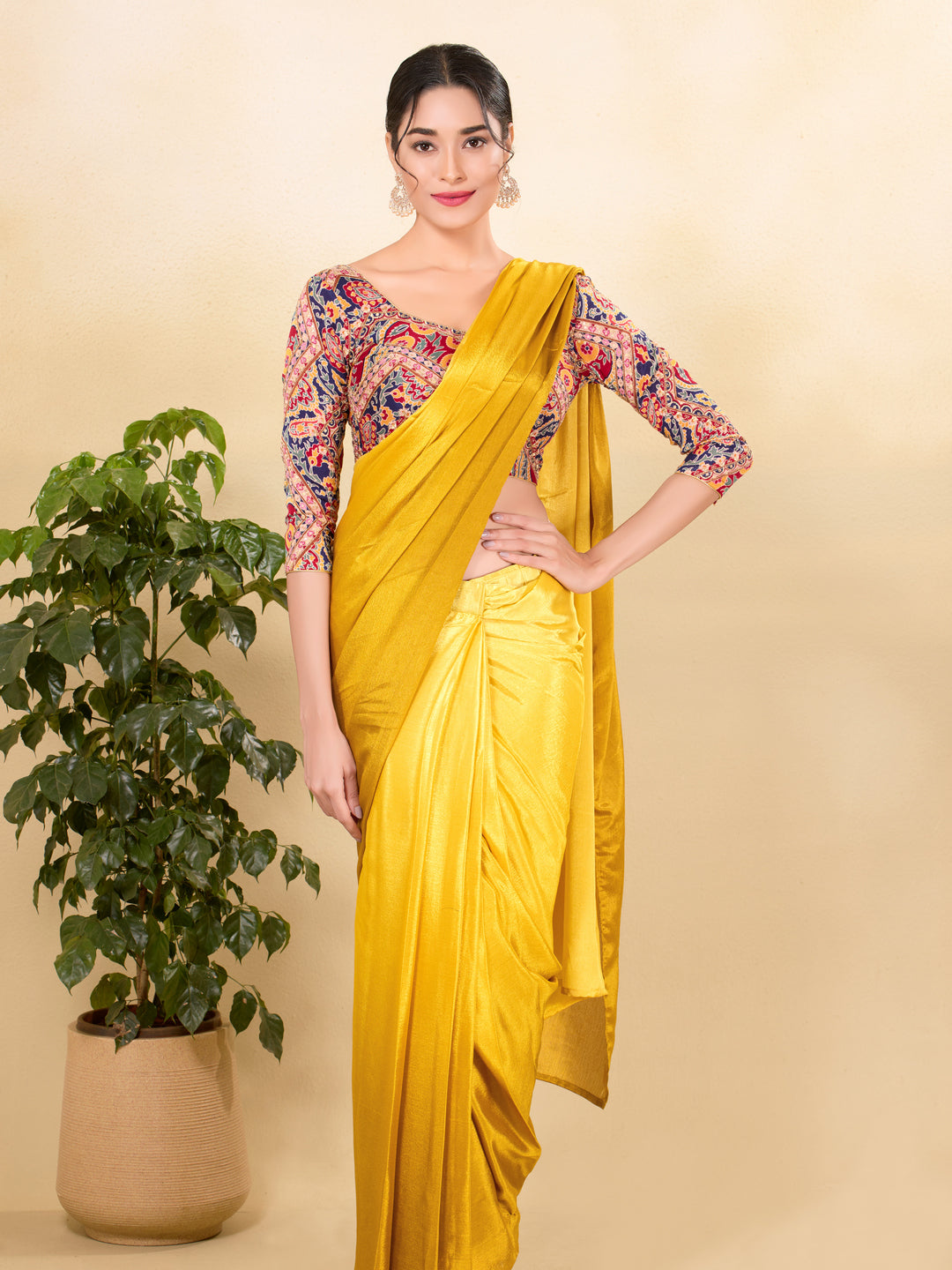 Georgette Embroidery Three Quarter Sleeves Blouse