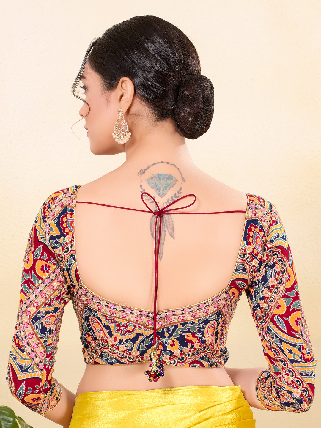 Georgette Embroidery Three Quarter Sleeves Blouse