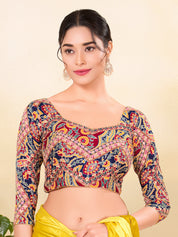 Georgette Embroidery Three Quarter Sleeves Blouse