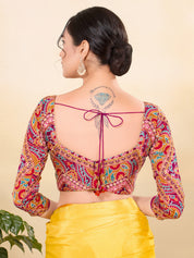 Georgette Embroidery Three Quarter Sleeves Blouse