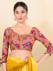 Georgette Embroidery Three Quarter Sleeves Blouse