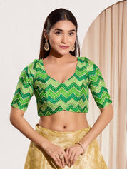 Zig Zag Paan Neck Embroidered Blouse
