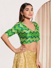 Zig Zag Paan Neck Embroidered Blouse