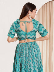 Zig Zag Paan Neck Embroidered Blouse