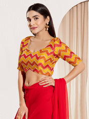 Zig Zag Paan Neck Embroidered Blouse