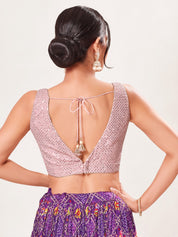 Partywear Sequence Work Sleeveless Yoke Blouse