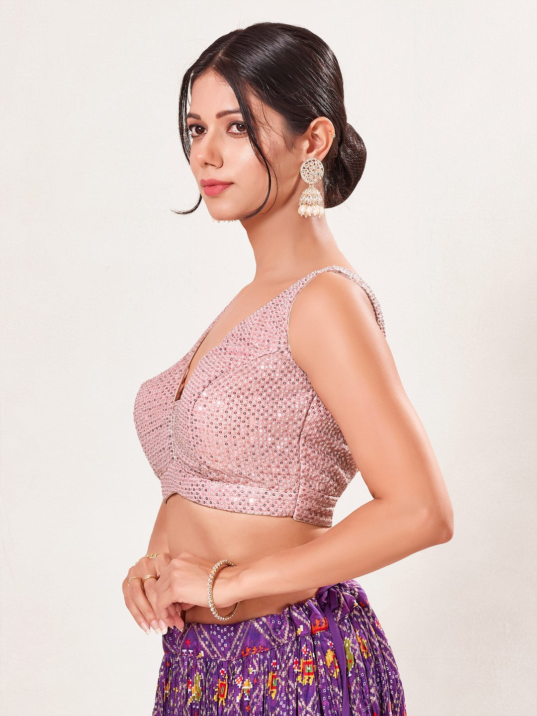 Partywear Sequence Work Sleeveless Yoke Blouse