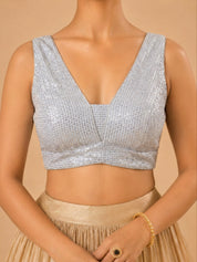 Partywear Sequence Work Sleeveless Yoke Blouse