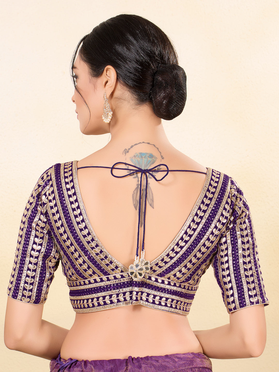 Gota Work Plunging V Designer Blouse