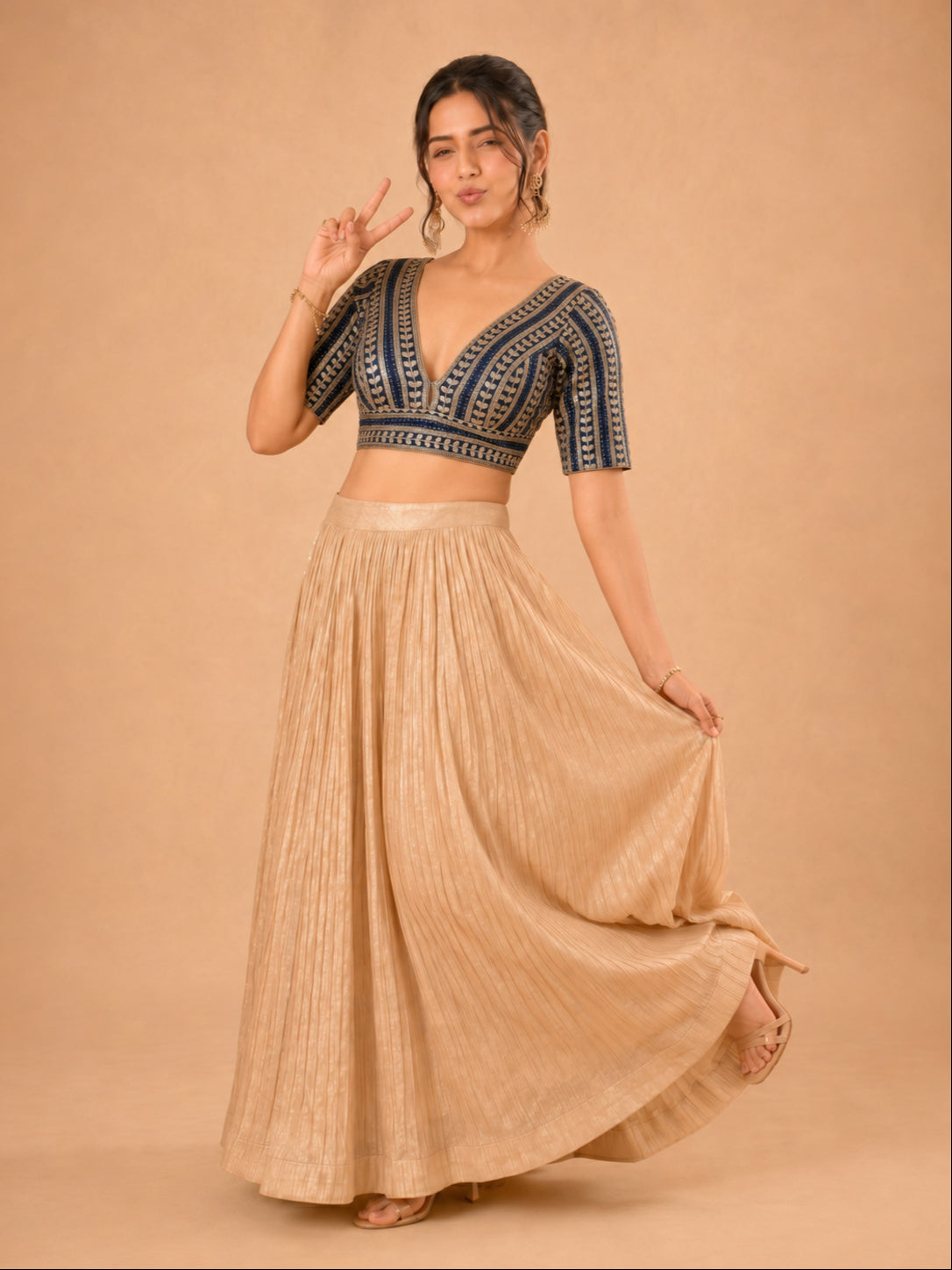 Gota Work Plunging V Designer Blouse