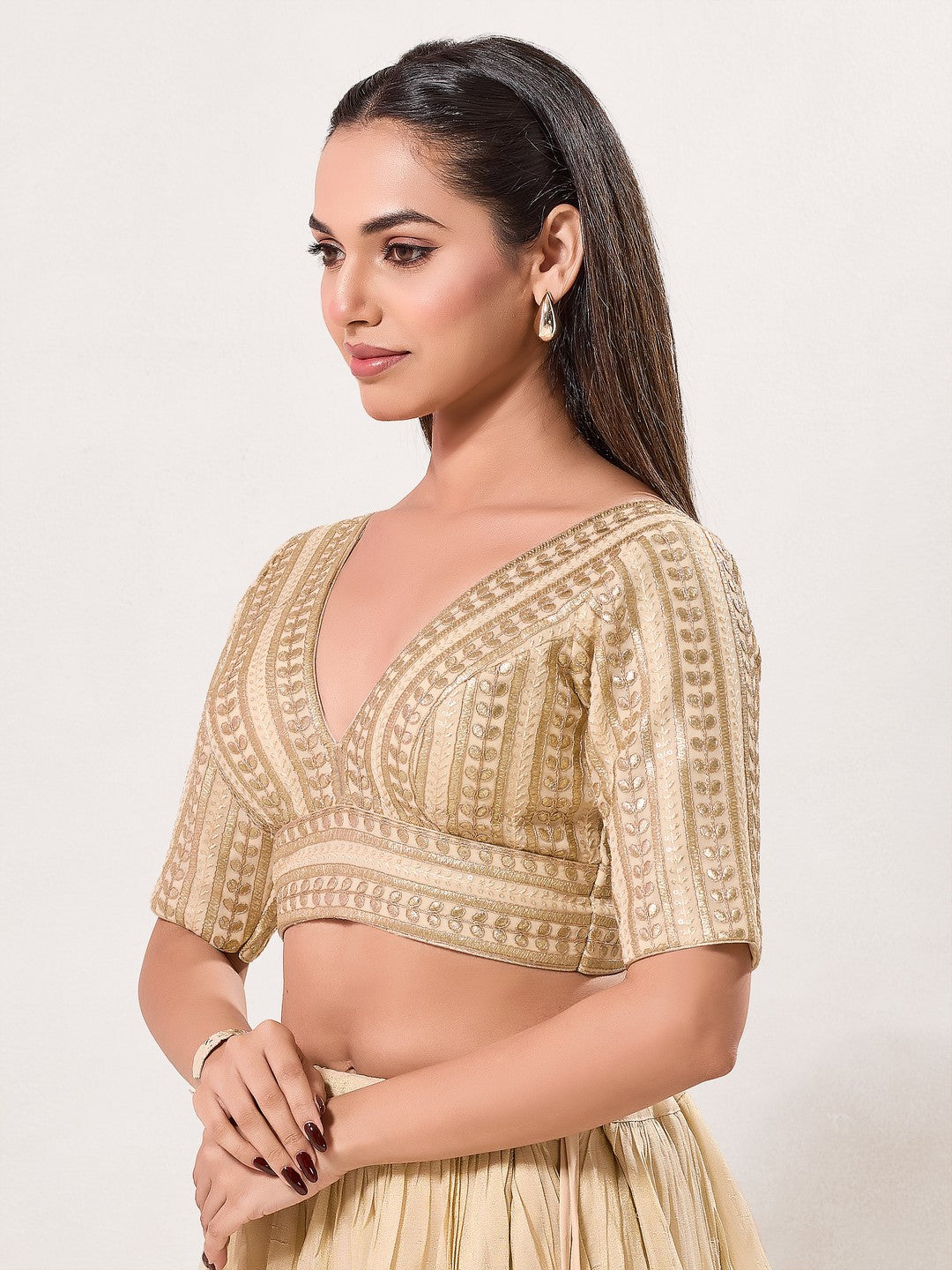 Gota Work Plunging V Designer Blouse
