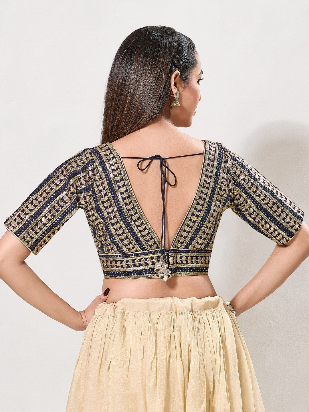 Gota Work Plunging V Designer Blouse