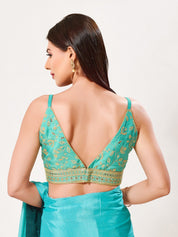 Organza Sequence Yoke Soegetti Blouse