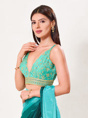 Organza Sequence Yoke Soegetti Blouse