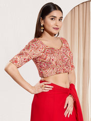 White Kashmiri Work Paan Neck Blouse
