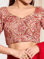 White Kashmiri Work Paan Neck Blouse
