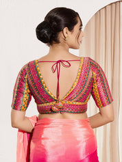 Position Print V Neck Multi Elbow Blouse