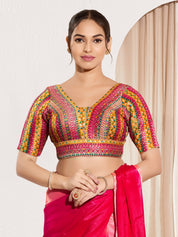 Position Print V Neck Multi Elbow Blouse
