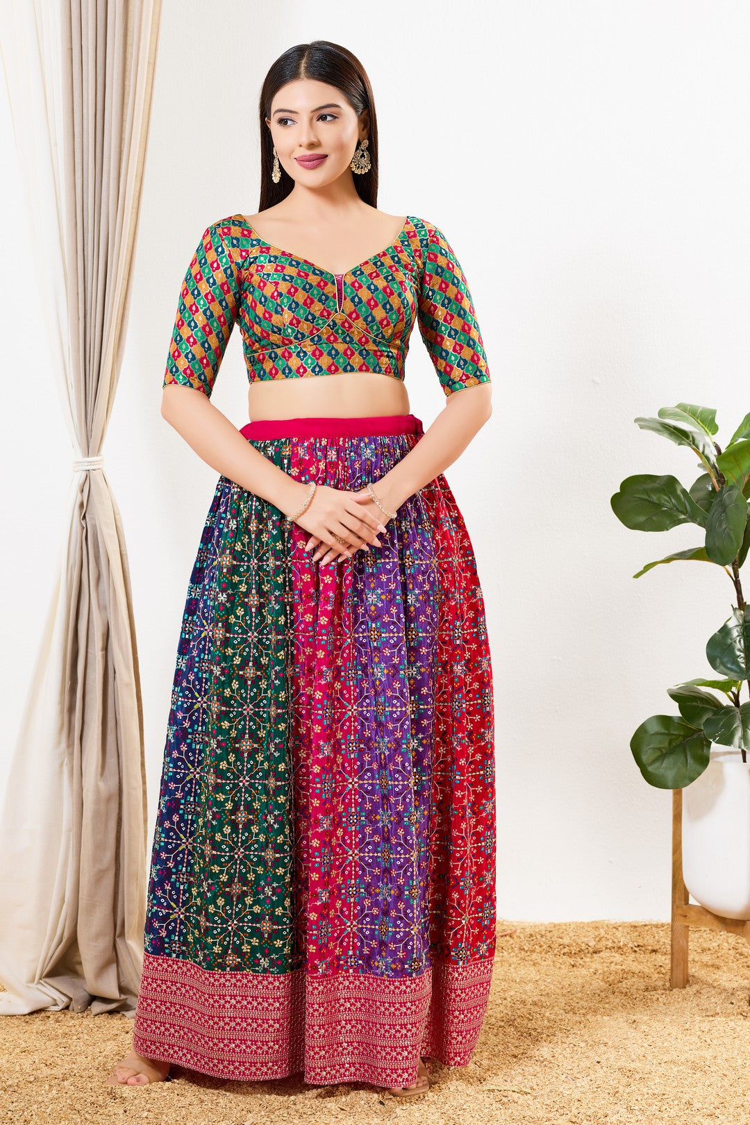Position Printed Sabya Cut Designer Blouse