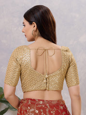 Zig Zag Sequence Embroidered Elbow Sleeves Blouse