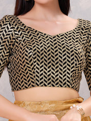 Zig Zag Sequence Embroidered Elbow Sleeves Blouse