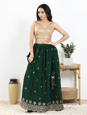 Light Gold Sequence Embroidered Paan Neck Sleveless Blouse
