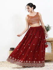 Light Gold Sequence Embroidered Paan Neck Sleveless Blouse