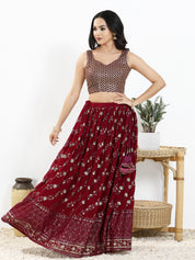 Light Gold Sequence Embroidered Paan Neck Sleveless Blouse
