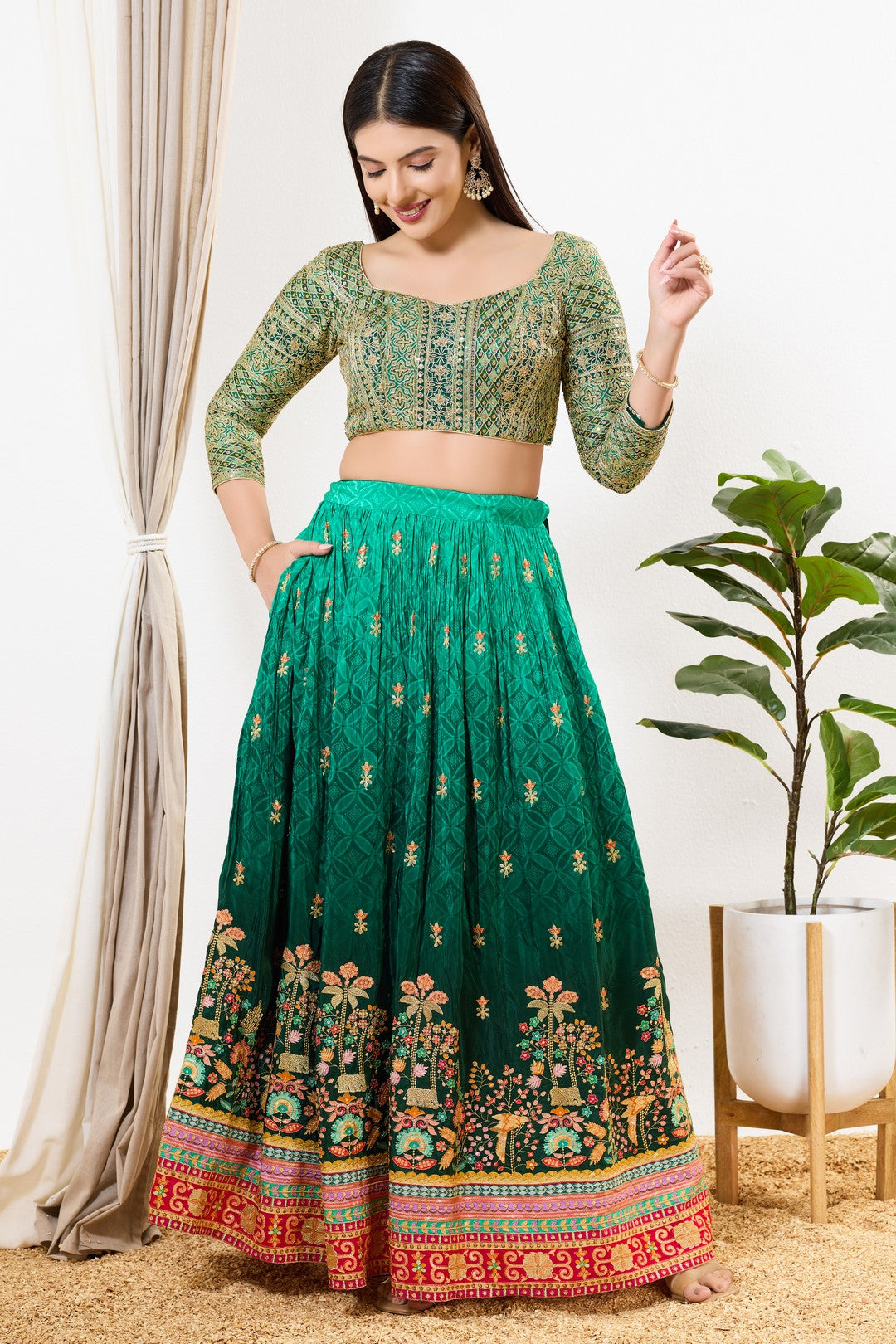 Zari Embroidered Sweetheart Neck Blouse