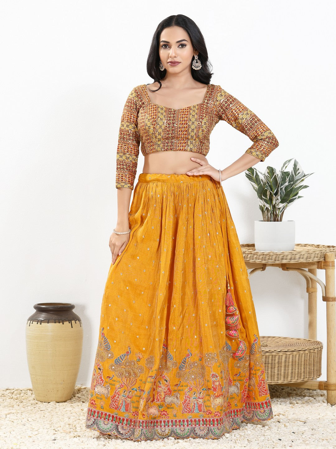 Zari Embroidered Sweetheart Neck Blouse