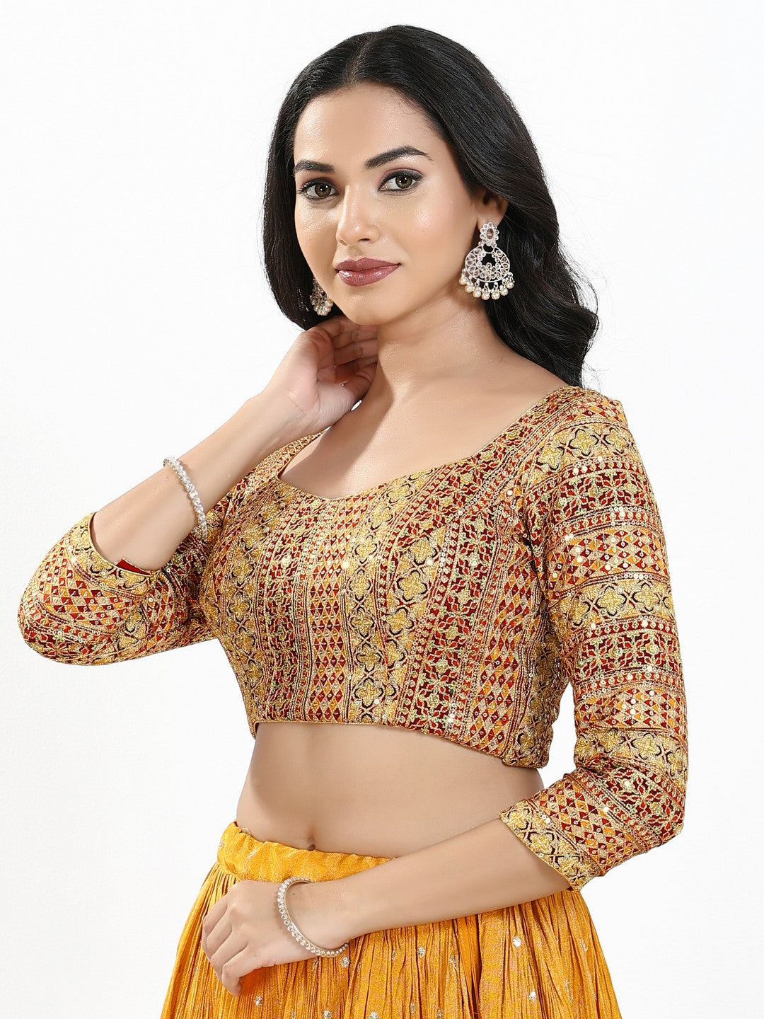 Zari Embroidered Sweetheart Neck Blouse