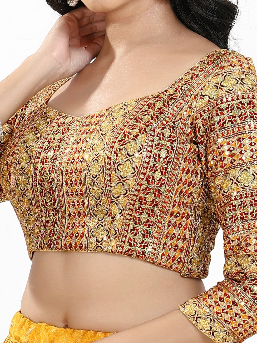 Zari Embroidered Sweetheart Neck Blouse