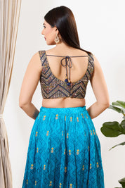 Red Threadwork Mirror Yoke Blouse