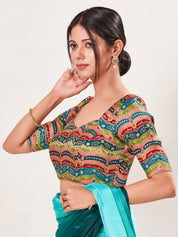 Position Printed Armhole Cut Blouse
