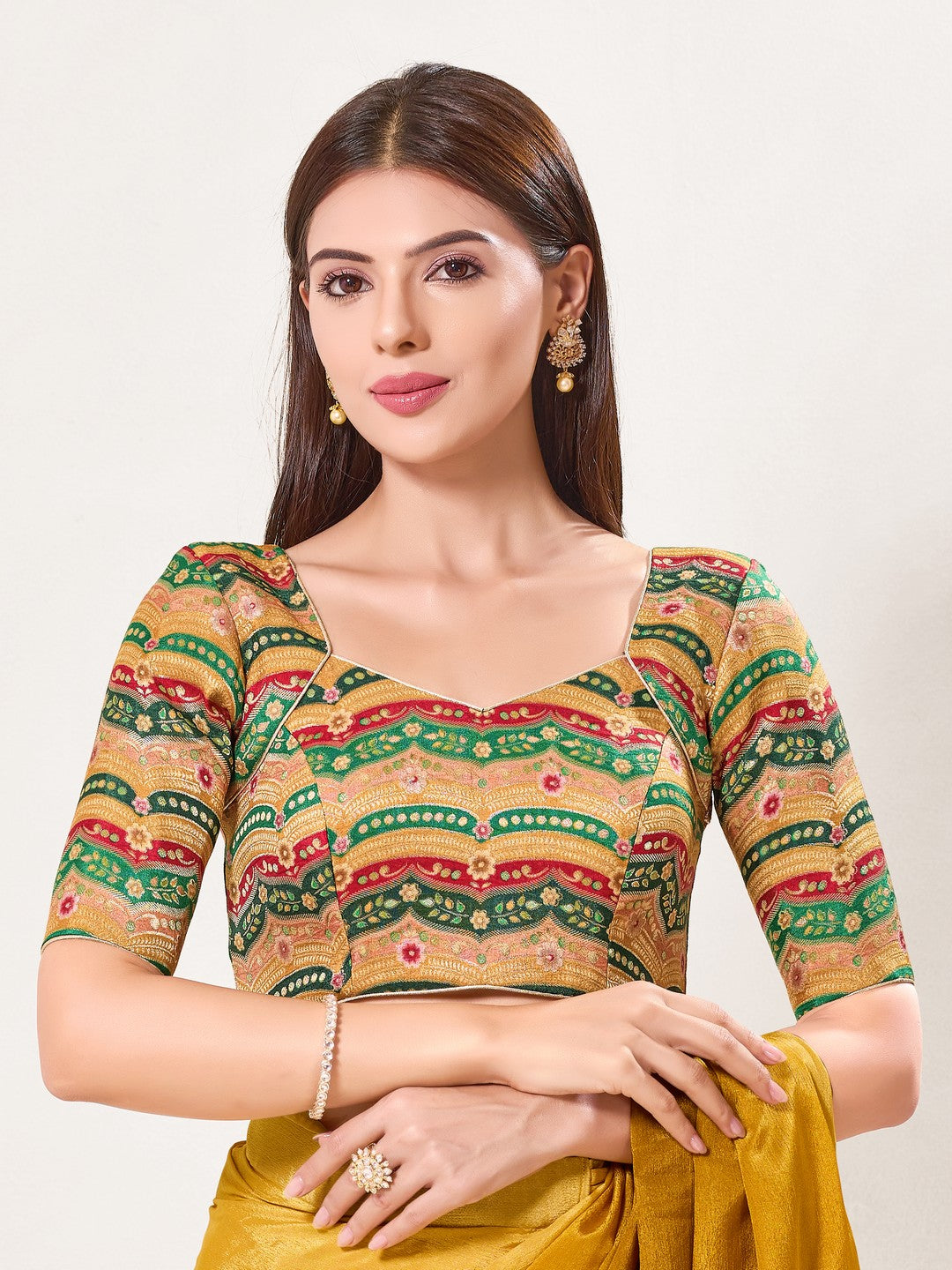 Position Printed Armhole Cut Blouse