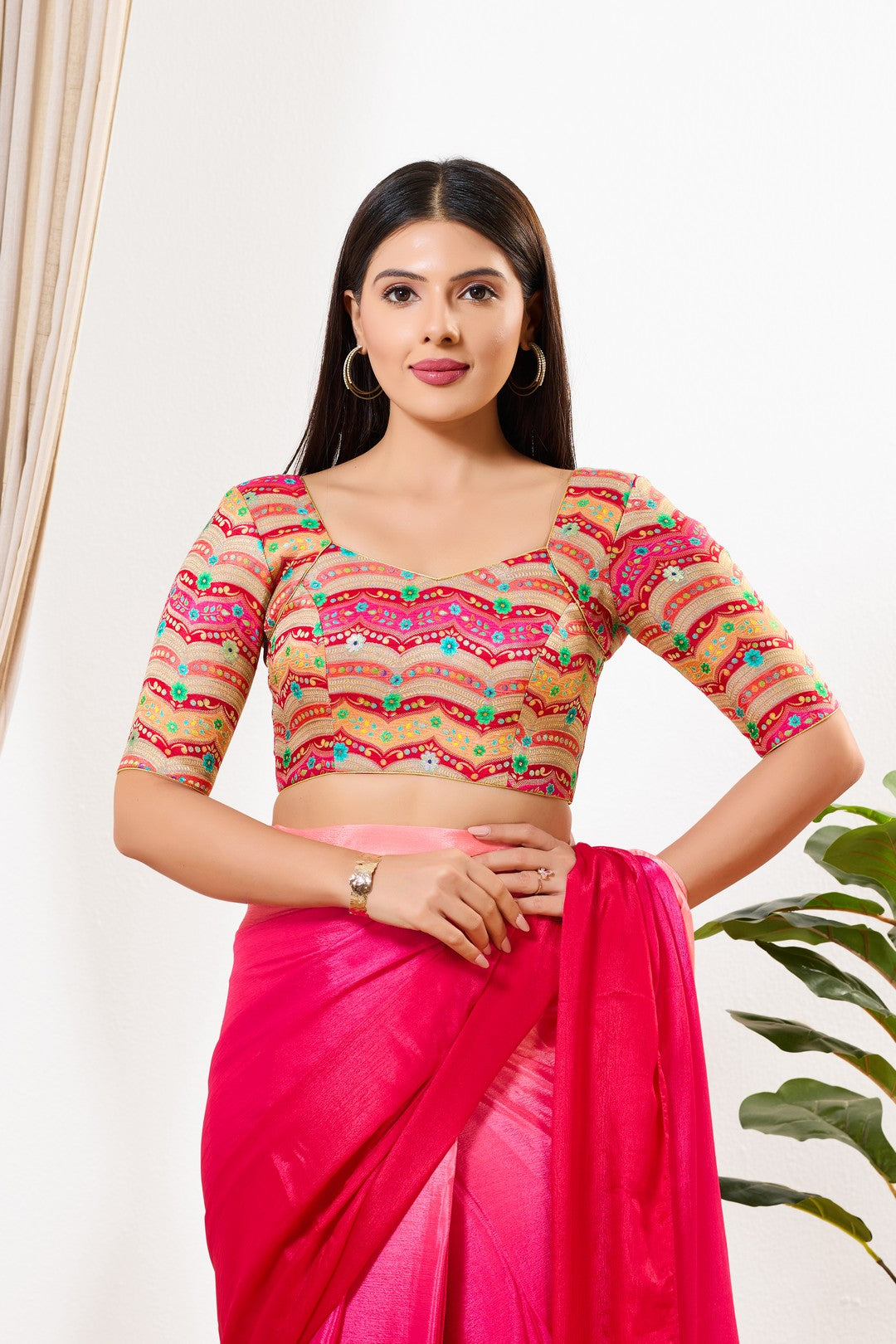 Position Printed Armhole Cut Blouse