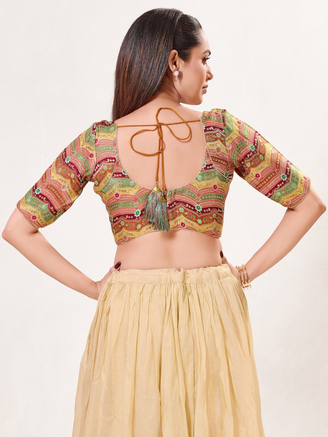 Position Printed Armhole Cut Blouse