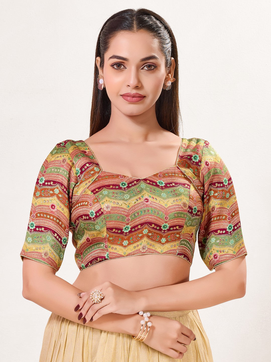 Position Printed Armhole Cut Blouse