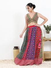 Vamas Floral Embroidery Delicate Yoke Sleeveless Blouse
