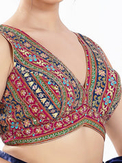 Vamas Floral Embroidery Delicate Yoke Sleeveless Blouse