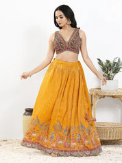 Vamas Floral Embroidery Delicate Yoke Sleeveless Blouse