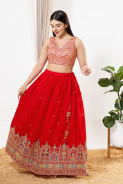 Abhla Work V Neck Sleeveless Navratri Blouse