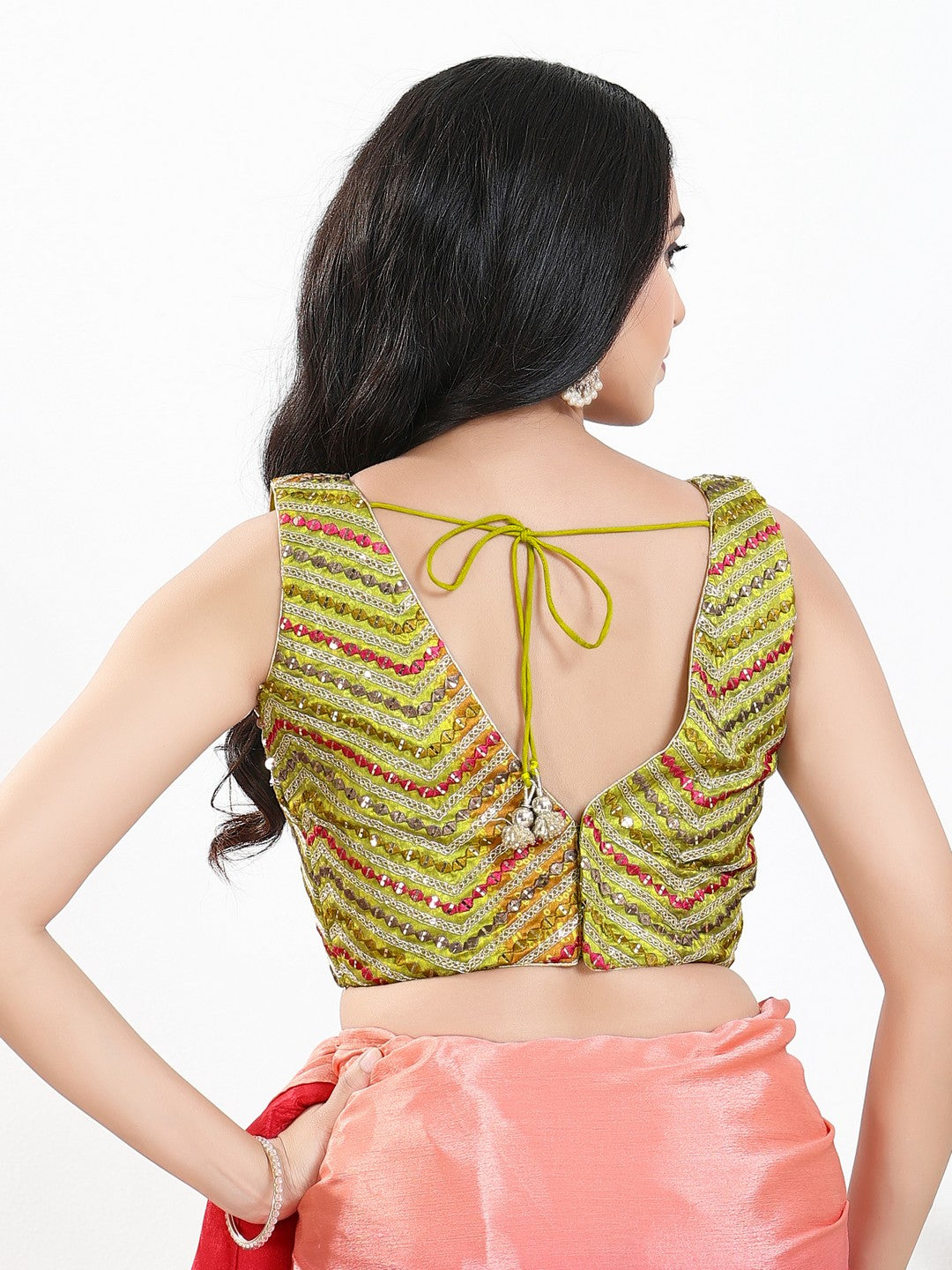 Abhla Work V Neck Sleeveless Navratri Blouse