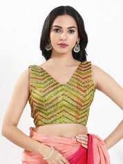 Abhla Work V Neck Sleeveless Navratri Blouse