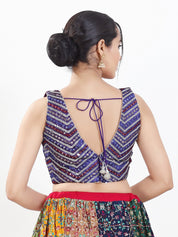Abhla Work V Neck Sleeveless Navratri Blouse