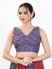 Abhla Work V Neck Sleeveless Navratri Blouse