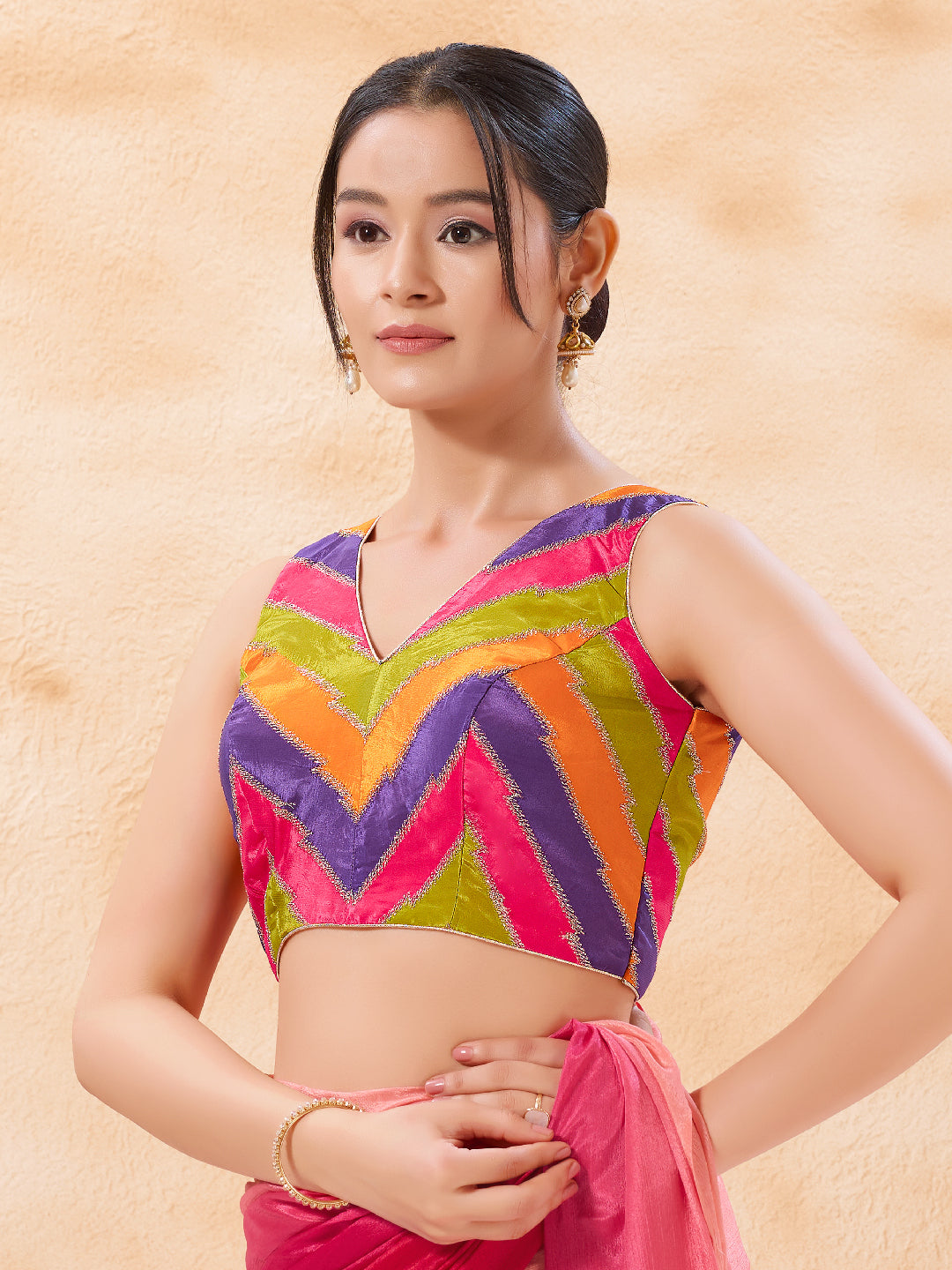 Multi Embroidered Zig Zag Blouse